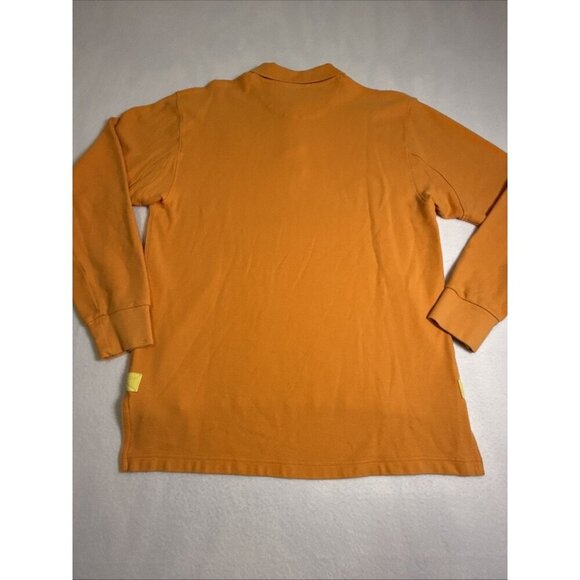 Orvis Sporting Traditions Solid Orange 100% Cotton Medium Long Sleeve Polo Shirt - Picture 6 of 7